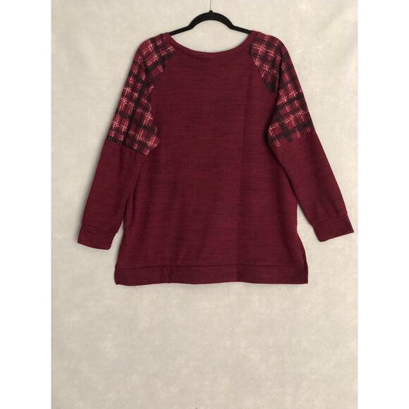 NY Collection Women's 2X Studded Drop Shoulder Sweater Burgundy NEW - Picture 4 of 7